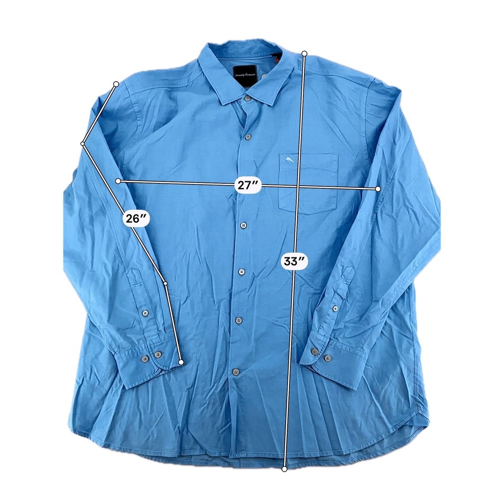 Tommy Bahama Island Twill Shirt Mens XXL Blue Silk Blend Long Sleeve Coastal New - Picture 5 of 12
